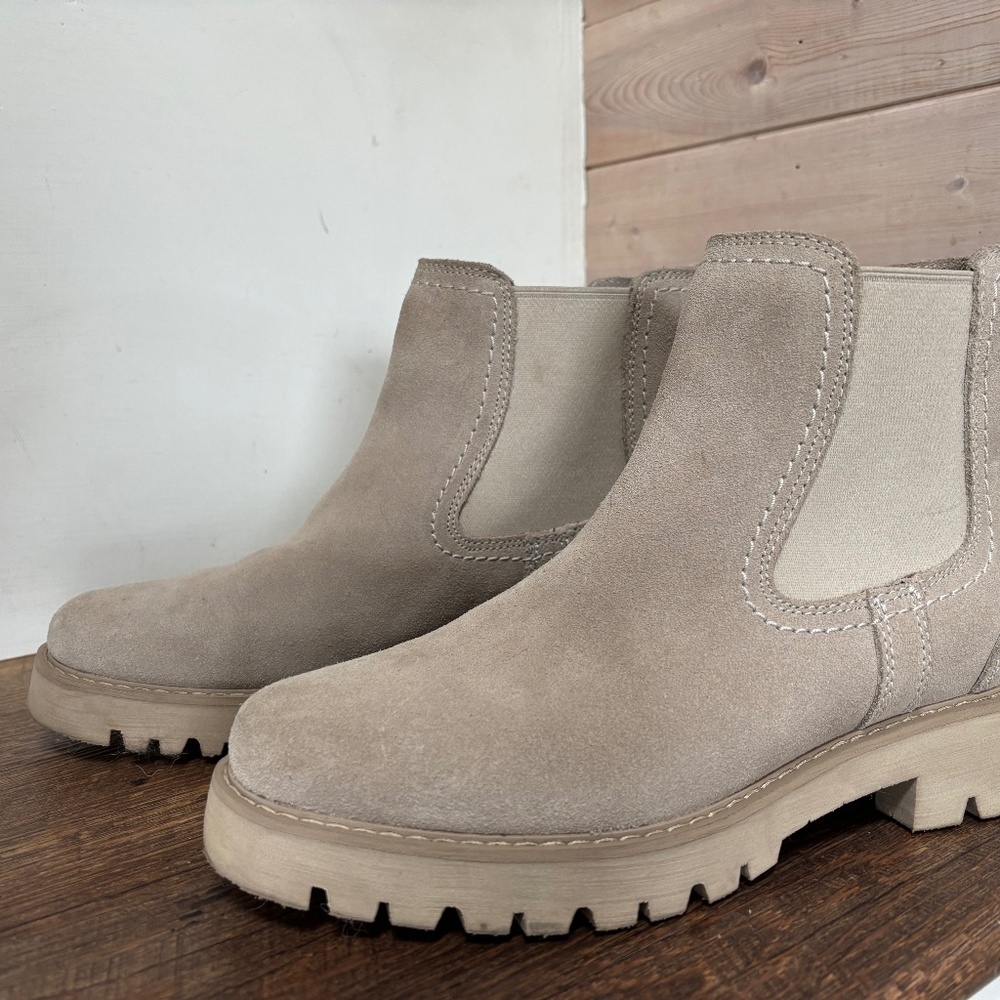 Ariat Beige Suede Chelsea Lug Booties